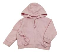 Svetloružová prepínaci mikina s volánikmi a kapucňou Matalan