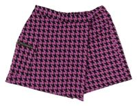 Růžovo-černé kostkované sukňové kraťasy Dunnes