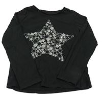 Čierne tričko s hviezdičkami Nutmeg