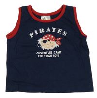 Tmavomodro-červené tielko s pirátem Papagino