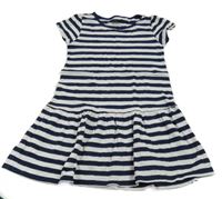 Tmavomodro-biele pruhované bavlnené šaty Topolino