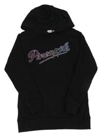 Černá dlouhá mikina s logem a kapucí Pineappe