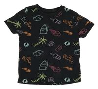 Černé tričko s obrázky Primark