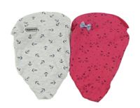 2x - Šedý šátek s kotvami + růžový šátek s kočkami 