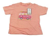 Nové - Lososové tričko s autobusom Hallifax