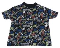 Čierne oversize tričko s obrázkami Fox&Bunny