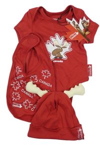 Nové - 3set - Červené body + bryndák + čepice s losem