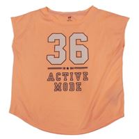Neónově oranžové športové tričko s nápisom H&M