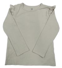 Smetanové žebrované triko s volánky H&M