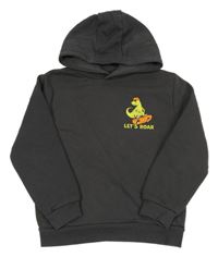 Tmavosivá mikina s dinosaurom a kapucňou Primark