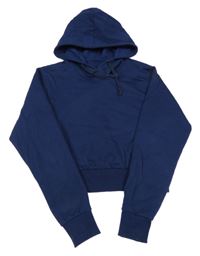 Tmavomodrá crop mikina s kapucňou