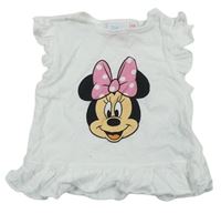 Biele tričko s Minnie a volánikmi Disney