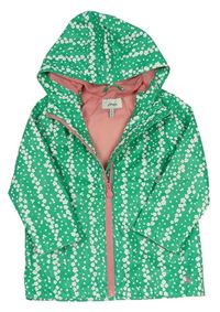 Zelená nepromovavá jarná bunda s kvietkami a kapucňou joules