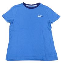 Modro-tmavomodré tričko s nápismi F&F
