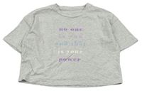 Sivé melírované crop tričko s nápismi George