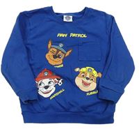 Cobaltově modrá mikina s PAW PATROL a kapsou nickelodeon