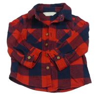 Červeno-tmavomodrá kostkovaná melírovaná košile PRIMARK