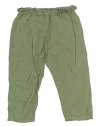 Khaki mušelínové paper bag kalhoty s volánkem F&F