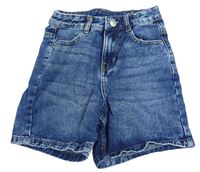 Modré high waist riflové kraťasy George