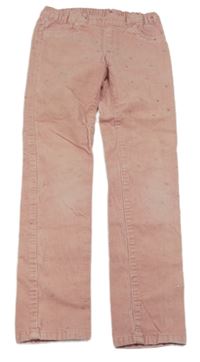 Světlerůžové třpytivě puntíkaté elastické manšestráky H&M