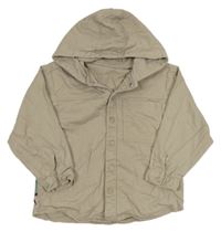 Béžová riflová košilová bunda s dinosaurem a kapucí George