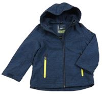 Tmavomodro-modrá melírovaná softshellová bunda s kapucňou C&A