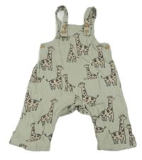 Olivovošedé laclové tepláky se žirafami Next