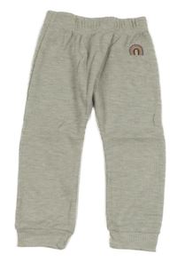 Světlešedé melírované žebrované turecké tepláky s duhou 