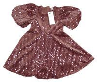 Nové - starorůžové flitrové sametové šaty M&S