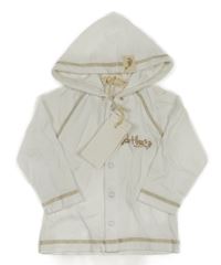 Nové - bielo-hnedá prepínaci mikina s logom a kapucňou ecotikes