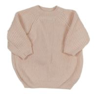 Svetloružový rebrovaný pletený oversize sveter