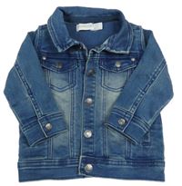 Modrá tepláková rifľová bunda s golierikom ORCHESTRA