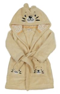 Světlekaramelový plyšový župan s čumáčky a kapucňou orsolino