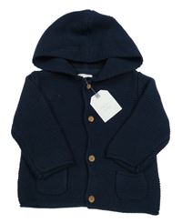 Nové - tmavomodrý propínací svetr s kapucí Next