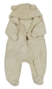 Smotanová huňatá podšitá kombinéza s kapucňou s uškami H&M