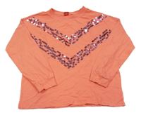 Lososové oversize tričko s pajetkami S. Oliver