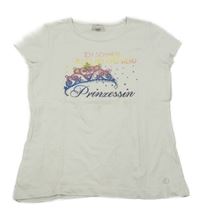 Bílé tričko s korunkou a nápisy S. Oliver