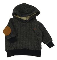 Čierno-svetlobéžová melírovaná vzorovaná tepláková mikina s kapucňou TAHARI