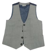 Šedo-tmavomodrá melírovaná slavnostní vesta Next