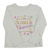 Biele tričko s nápismi a kvetmi PRIMARK