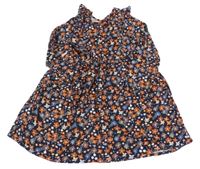 Černé květované šaty s volánky St. Bernard