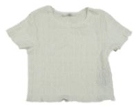 Biele kockované mačkané crop tričko PRIMARK