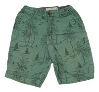 Olivové chino plátěné kraťasy s palmami a lodičkami H&M