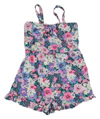 Čierno-kvetovaný letný overal s volánikmi COTTON ON KIDS