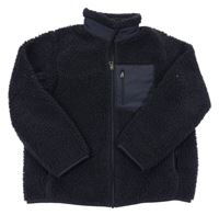 Tmavomodrá huňatá bunda Uniqlo