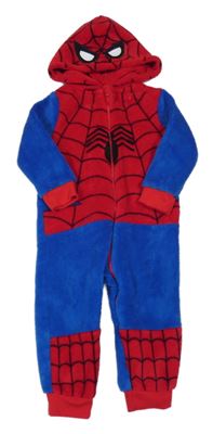 Modro-červená plyšová kombinéza s pavoukem a kapucí - Spider-man PRIMARK