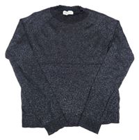 Čierny melírovaný crop sveter so trblietkami H&M