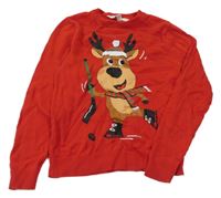 Červený sveter so sobom H&M