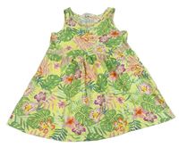 Žlto-zelené bavlnené šaty s listami a kvetinami H&M