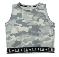 Sivo-biely army športový crop top Primark